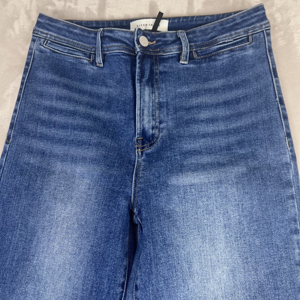 Risen Jeans Womens 11/30 Blue Denim Wide Leg Crop High Rise Everyday Casual - Picture 2 of 12